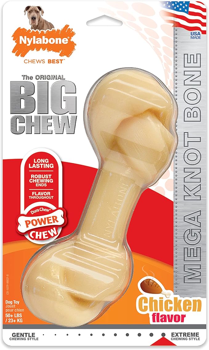 Nylabone Power Chew Mega Knot Bone Big Dog Chew Toy Mega Knot Chicken XX-Large/Monster (1 Count)