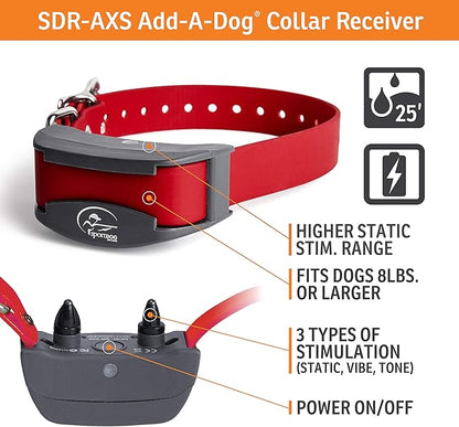 SportDOG Brand FieldTrainer 425XS Add-A-Dog Collar for Stubborn Dogs - Additional, Replacement, or Extra Collar for Your Remote Trainer - Waterproof and Rechargeable with Tone, Vibration, and Shock