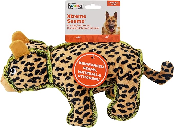 Outward Hound Xtreme Seamz Leopard Squeaky Dog Toy - Reinforced Dense Stuffing Plush Toy