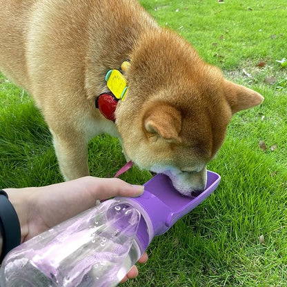 WePet Foldable Portable Dog Water Bottle Puppy Water Dispenser with Drinking Feeder, 12 OZ, High-temperature Resistant Leak Proof for Pets Outdoor Walking, Hiking, Travel, Food Grade Plastic BPA Free