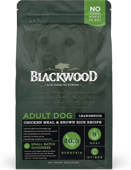 Blackwood Pet Food 22246 Adult Dog, Lean/Senior, Chicken Meal & Brown Rice Recipe, 30Lb.