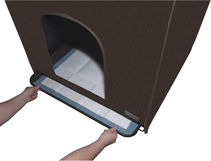 Pet Gear Pro Pawty, Potty Training Aid for Dogs, Discreetly Covers Pee Pads and Grass Patches, Removable Tray Included, Optional Wall Guard Accessory for Extra Protection from Messes, Large, Espresso