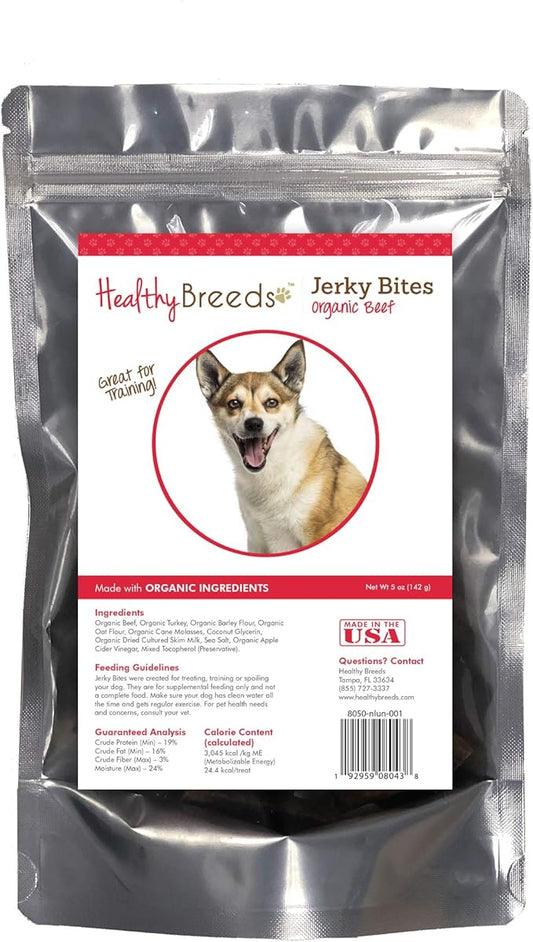 Healthy Breeds Norwegian Lundehund Jerky Bites Beef Recipe Dog Treats 5 oz