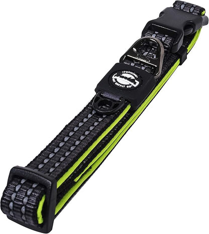 Nylon Dog Collar – Reflective – Franklin Pet Supply Co™ – Comfort Fit – Neoprene – Adjustable – Large – Green