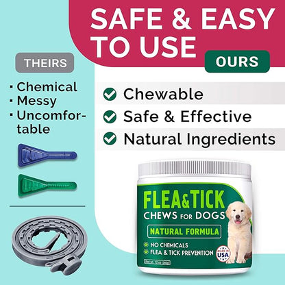 Chewable Flea and Tick Treats for Dogs - Made in USA - Flea and Tick Solution - Duck Flavor