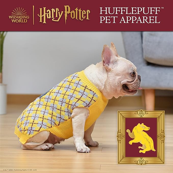 Harry Potter Hufflepuff Pet Sweater - Medium | Costumes for Dogs, Dog Pullover Sweater | Dog Apparel & Accessories for Hogwarts Houses, Hufflepuff, Yellow