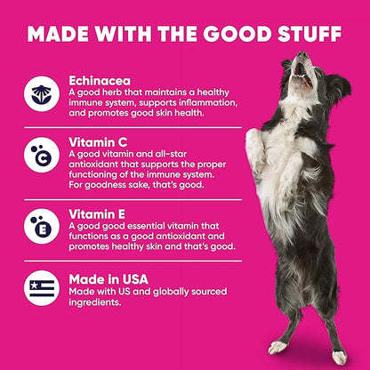 GoodGood Allergy + Immune Dog Supplements; Supports Seasonal Allergies; Chewable Soft Treats with Echinacea; Probiotics; Vet Formulated; 90 Natural Flavor Chews