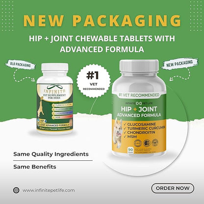 Advanced Hip & Joint Formula - 90 Mobility & Pain Relief Dog Chews - Glucosamine, Chondroitin, MSM, & Turmeric for Superior Joint Health