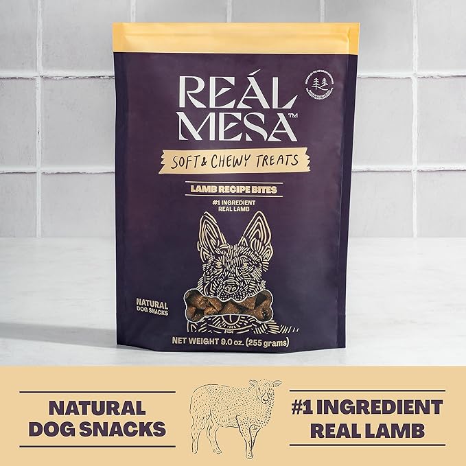 Real Mesa Soft & Chewy Lamb Recipe Dog Treats - for Small, Medium and Large Dog Sizes, Training Snacks Chewy Style (9oz)