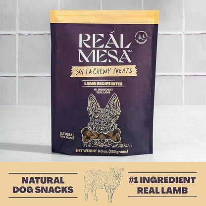 Real Mesa Soft & Chewy Lamb Recipe Dog Treats - for Small, Medium and Large Dog Sizes, Training Snacks Chewy Style (9oz)