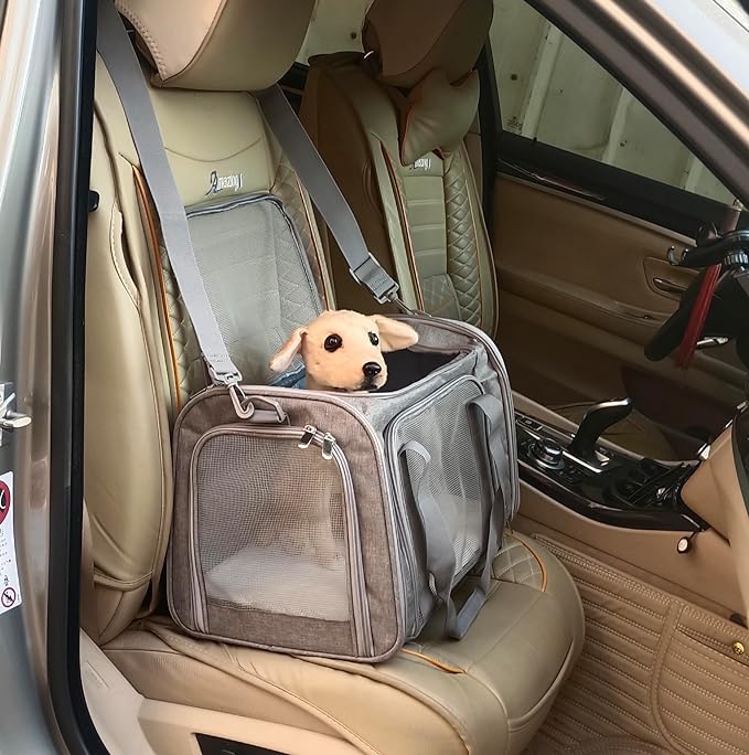 Cat Carrier Dog Carrier Pet Carrier Cat Bags for Small Medium Cats Dogs Puppies of 15 Lbs,of Airline Approved Small Dog Bag Soft Sided,Collapsible Travel Puppy Carrier (Large, Grey)