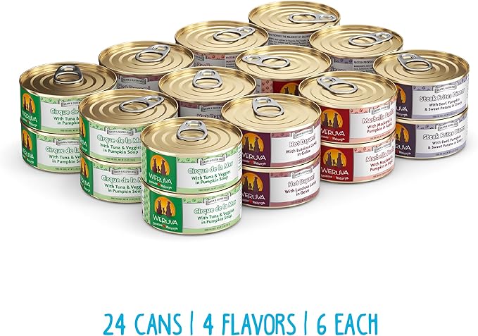Weruva Classic Dog Food, Variety Pack, Chicken Free, Just 4 Me, Wet Dog Food, 5.5oz Cans (Pack of 24)