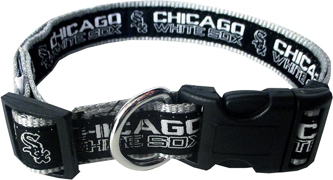 MLB Chicago White Sox Licensed PET COLLAR- Heavy-Duty, Strong, and Durable Dog Collar. Available in 29 Baseball Teams and 4 Sizes