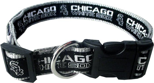 MLB Chicago White Sox Licensed PET COLLAR- Heavy-Duty, Strong, and Durable Dog Collar. Available in 29 Baseball Teams and 4 Sizes