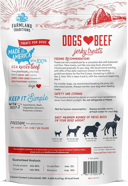 Farmland Traditions Filler Free Dogs Love Beef Premium Jerky Treats for Dogs (5 oz)