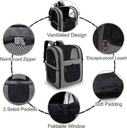 Apollo Walker Pet Carrier Backpack for Large/Small Cats and Dogs, Puppies, Safety Features and Cushion Back Support | for Travel, Hiking, Outdoor Use (Gray)