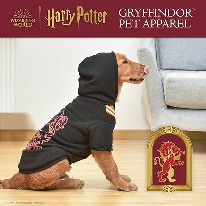 HARRY POTTER : Gryffindor Pet Hoodie with Faux Scarf - X-Large | Accessories for Dogs| Dog Accessories for Hogwarts Houses, Gryffindor, Black (FF23358)