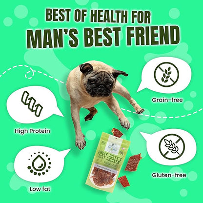 Gourmet Jerky Dog Treats - Natural Dog Treat Chicken Jerky for Dogs, Nutritious and Tasty Dog Jerky Treats Made in USA only, Cage-Free Chicken, No Additives(Mika & Sammy's Unlcle Justy's 5 oz)