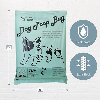 Home Compostable Dog Poop Bags, 70 Counts with Holder, Biodegradable Doggy Poop Bags, Plant-Based Pet Waste Bags, Extra Thick & Leak Proof, Unscented