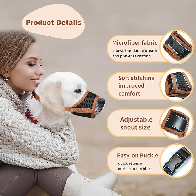 Dog Muzzle, Breathable Mesh Soft Dog Muzzle for Small Dog Allow Drinking Adjustable Print Dog Muzzles Medium