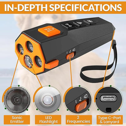 PNG Dog Bark Deterrent Device - 82 ft. Range | Anti Barking Device for Dogs | Dog Training & Behavior Aids | Ultrasonic Bark Stopper with LED Flashlight | Dog Whistle to Stop Barking Neighbors Dog