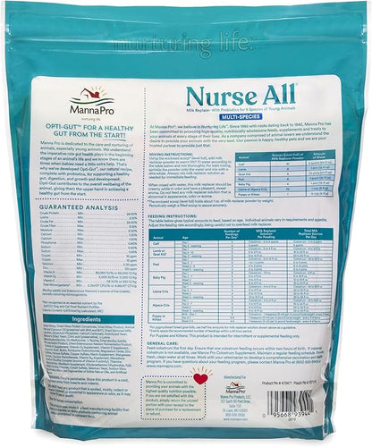 Manna Pro Nurse All Multi Species Milk Replacer with Probiotics for Horses | Formulated with All-Milk Protein to Promote Growth and Development | Helps Support Healthy Gut and Digestions| 8lbs