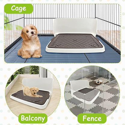 Hamiledyi Dog Potty Tray, Pet Dog Pee Pad Holder, 19"x14" Puppy Training Pad Holder Dog Toilet Pad Mesh Training Toilet Portable Dog Litter Box for Small and Medium Dogs, Puddy,Bunny, Cats (Brown)