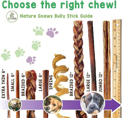 Gnaws Nature Bully Sticks for Dogs - Premium Natural Beef Dental Bones - Long Lasting Dog Chew Treats for Aggressive Chewers - Rawhide Free - Mixed Thickness 11-12