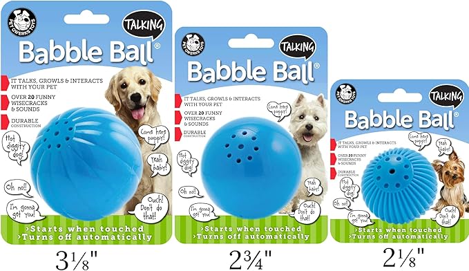 Pet Qwerks Talking Babble Ball - Interactive Chew Dog Toy - Small