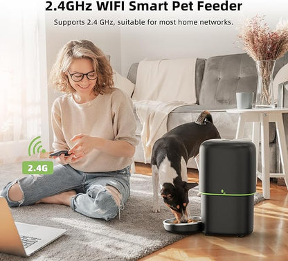 Automatic Cat Feeder WiFi - Easy to Clean 2L/4L WiFi Automatic Cat Feeder for Remote Feeding, Cat Food Dispenser with Lock Feature and Suitable Portion Size, Only 2.4GHz