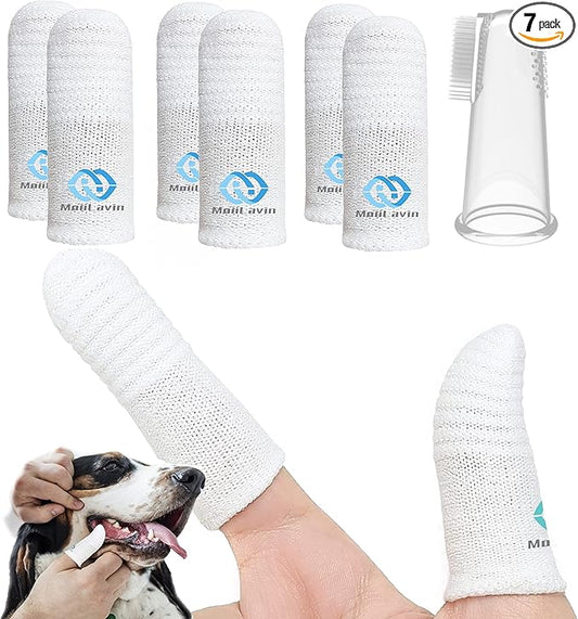 Pet Toothbrush for Small to Large Dogs Cats,Soft High Grade Finger Toothbrush,Teeth Oral Cleaning,Dental Care, 1 Set for Two Fingers White (6)
