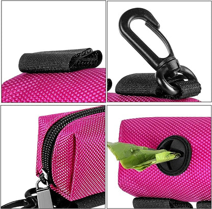 2Packs Dog Poop Bag Holder for Leash Attachment Dog Poop Bag Dispenser Dog Waste Bag Dispensers for Leash Accessory Dog Poop Bag Holders Fits Dog Leash Include Hand Free Holder Metal Carriers, Pink