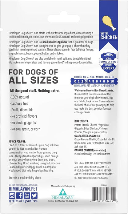 Himalayan Dog Chew Original Yak Cheese Dog Chews, 100% Natural, Long Lasting, Gluten Free, Healthy & Safe Dog Treats, Lactose & Grain Free, Protein Rich, Chicken Flavor, 4.5 oz Resealable Pouch