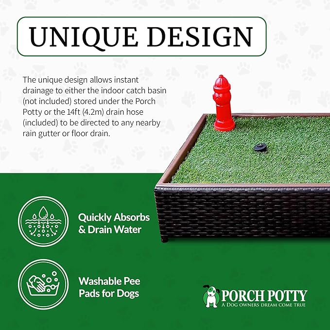 Porch Potty Artificial Grass for Dogs with Sprinkler - Top of The line Premium Quality 26x50x7 Reusable Potty Training Pads for Dogs - Washable Pee Pad for Dogs - Instant Drainage - 4x2 Ft Grass Area