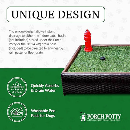 Porch Potty Artificial Grass for Dogs with Sprinkler - Top of The line Premium Quality 26x50x7 Reusable Potty Training Pads for Dogs - Washable Pee Pad for Dogs - Instant Drainage - 4x2 Ft Grass Area