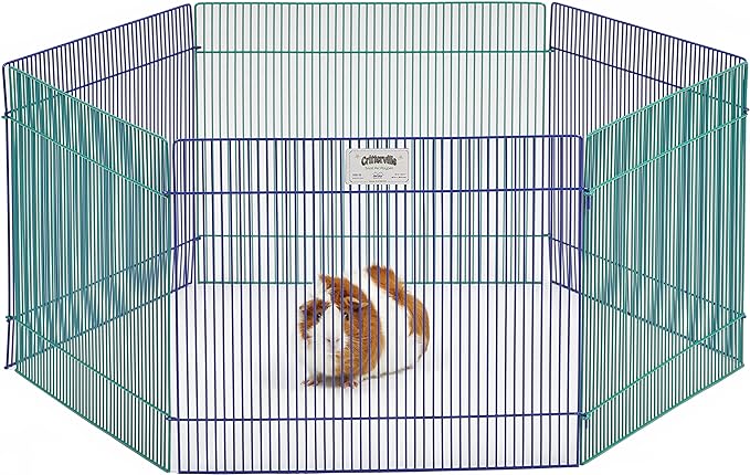 MidWest Homes for Pets Small Animal Pet Playpen /Exercise Pen, Blue and Green,1 Count (Pack of 1), Small Animal Playpen.