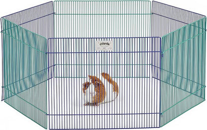 MidWest Homes for Pets Small Animal Pet Playpen /Exercise Pen, Blue and Green,1 Count (Pack of 1), Small Animal Playpen.