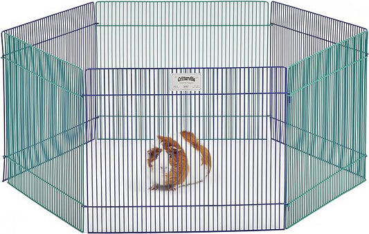 MidWest Homes for Pets Small Animal Pet Playpen /Exercise Pen, Blue and Green,1 Count (Pack of 1), Small Animal Playpen.