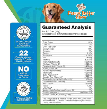 5Strands Dog Multivitamin Chews, 10-in-1, Vitamins & Postbiotics, All Ages & Breeds - Digestion, Brain, Organs, Heart, Mobility, Vision, Skin & Coat, Immunity - Dog Supplement (Peanut Butter, 90ct)