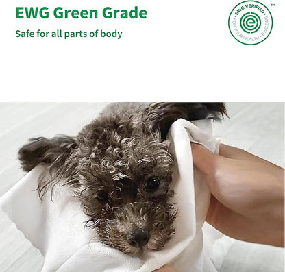 Extra Large Size - 20.5" x 12.6" Pet Wipes | Individually Packaged | Paw Wipes | Hypoallergenic | Grooming | Bathing | Green Tea Scented Deodorizing | Tear Stain | All Purpose Bath Wipes | - 5 Count