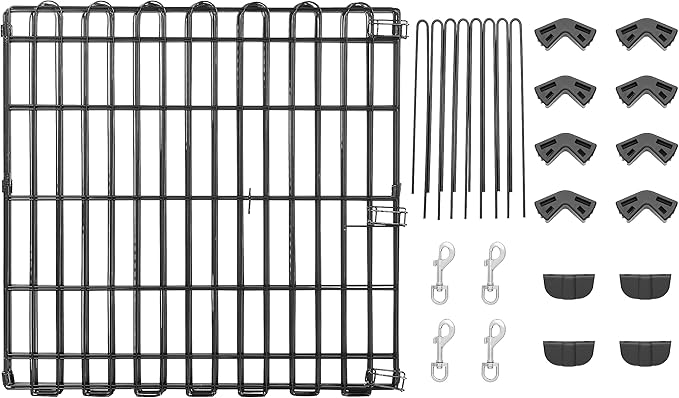 Amazon Basics Foldable Octagonal Metal Exercise Pet Play Pen for Dogs, Fence Pen, No Door, Extra Small, 60 x 60 x 24 Inches, black