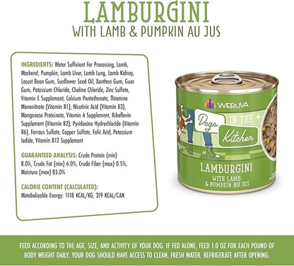 Weruva Dogs in The Kitchen, Lamburgini with Lamb & Pumpkin Wet Dog Food, 10oz Can (Pack of 12)