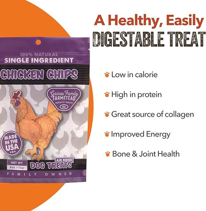 Gaines Family Farmstead Chicken Chips for Dogs, All-Natural, Grain-Free, Soy-Free, Dye-Free, Healthy Dog Treats for All Ages & Breeds, Puppies, Made in USA, 6 oz