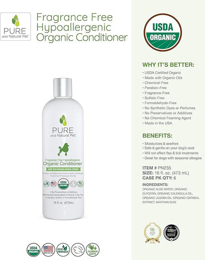 Pure and Natural Pet - Fragrance Free Hypoallergenic Organic Conditioner Fragrance Free 16 oz.