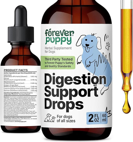 Digestive Drops for Dogs - Digestive Support Supplement w/Fennel Seeds & Calendula Flowers - Fiber Drops for Digestive Health - Herbal Dog Food Supplements for Optimal Gut Health - 2 oz