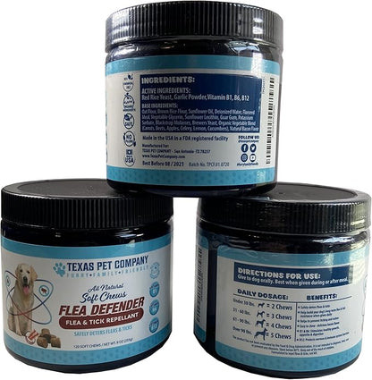 Flea and Tick Prevention for Dogs Chewables Supplement - Made in USA - Natural Flea & Tick Control for Dogs - Oral Flea Pills for Dogs - Flea Defense - All Breeds & Ages
