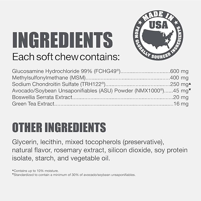 Nutramax Laboratories Dasuquin with MSM Joint Health Supplement for Small to Medium Dogs - With Glucosamine, MSM, Chondroitin, ASU, Boswellia Serrata Extract, and Green Tea Extract, 84 Soft Chews