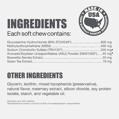 Nutramax Laboratories Dasuquin with MSM Joint Health Supplement for Small to Medium Dogs - With Glucosamine, MSM, Chondroitin, ASU, Boswellia Serrata Extract, and Green Tea Extract, 84 Soft Chews
