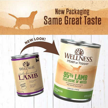 Wellness 95% Lamb Natural Wet Grain Free Canned Dog Food, 13.2-Ounce Can (Pack of 12)