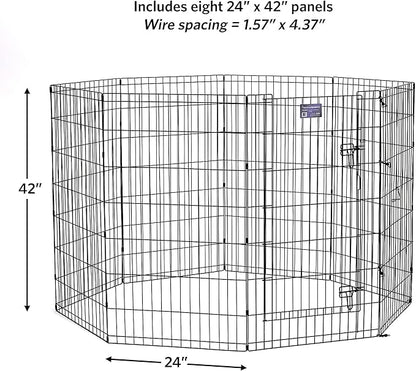 MidWest Homes for Pets Foldable MetalDog Exercise Pen / Pet Playpen, Black w/ door, 24'W x 42'H